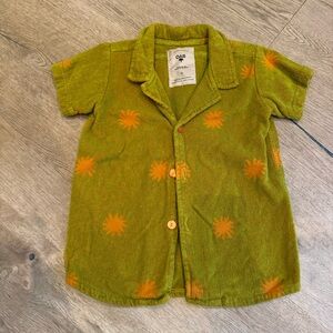 OAS Kids Green and Orange Sunburst Terry Button Down Shirt